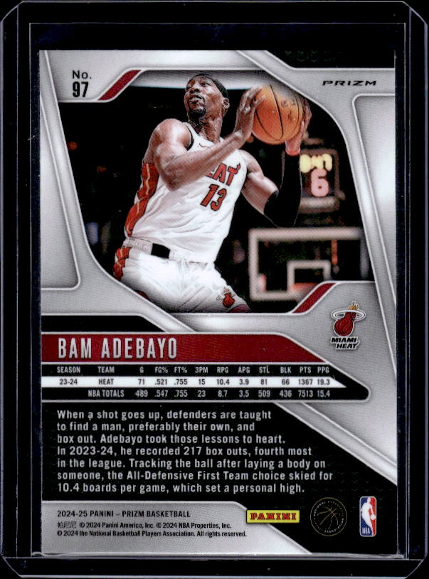 2024-25 Panini Prizm #97 Bam Adebayo Prizms Green