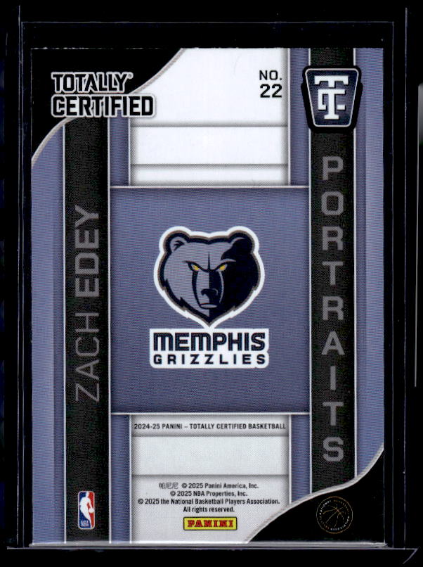 2024-25 Panini Totally Certified #22 Zach Edey Portraits
