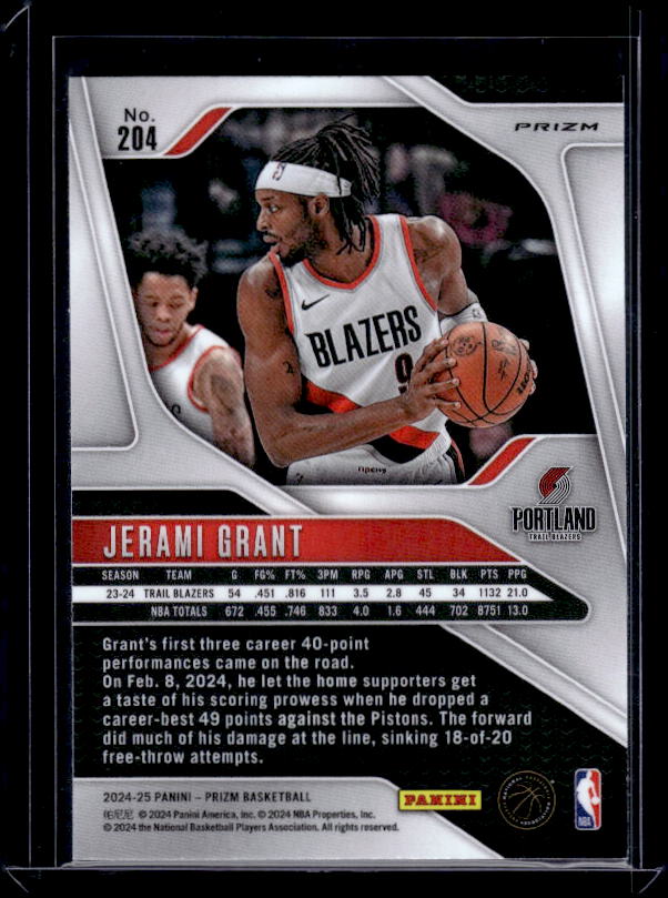 2024-25 Panini Prizm #204 Jerami Grant Prizms Red White and Blue