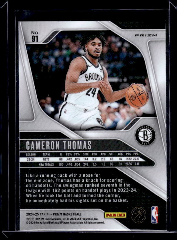 2024-25 Panini Prizm #91 Cameron Thomas Prizms Red White and Blue