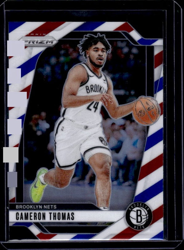 2024-25 Panini Prizm #91 Cameron Thomas Prizms Red White and Blue