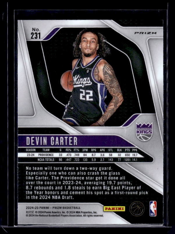 2024-25 Panini Prizm #231 Devin Carter Prizms Red White and Blue