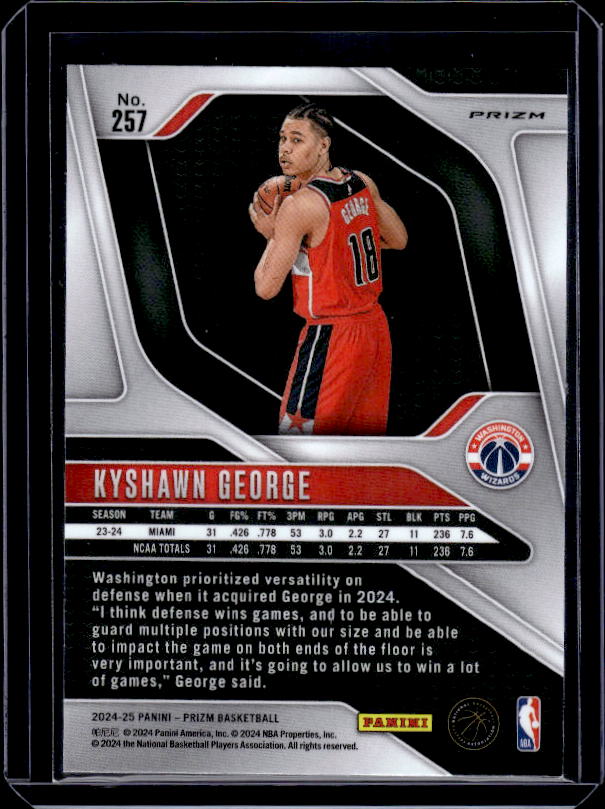 2024-25 Panini Prizm #257 Kyshawn George Prizms Red White and Blue