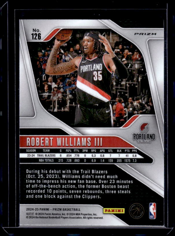 2024-25 Panini Prizm #126 Robert Williams III Prizms Red White and Blue
