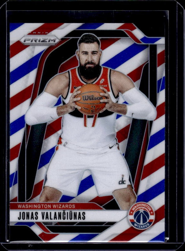 2024-25 Panini Prizm #76 Jonas Valanciunas Prizms Red White and Blue