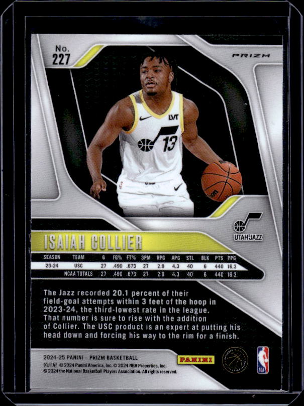 2024-25 Panini Prizm #227 Isaiah Collier Prizms Red White and Blue