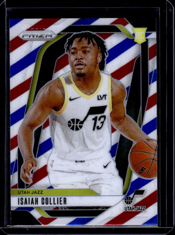 2024-25 Panini Prizm #227 Isaiah Collier Prizms Red White and Blue