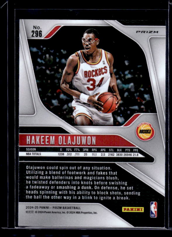 2024-25 Panini Prizm #296 Hakeem Olajuwon Prizms Red White and Blue