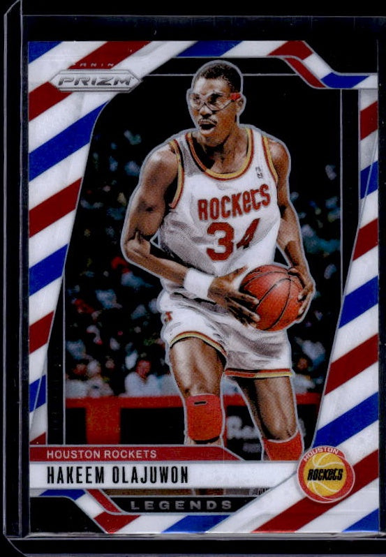 2024-25 Panini Prizm #296 Hakeem Olajuwon Prizms Red White and Blue