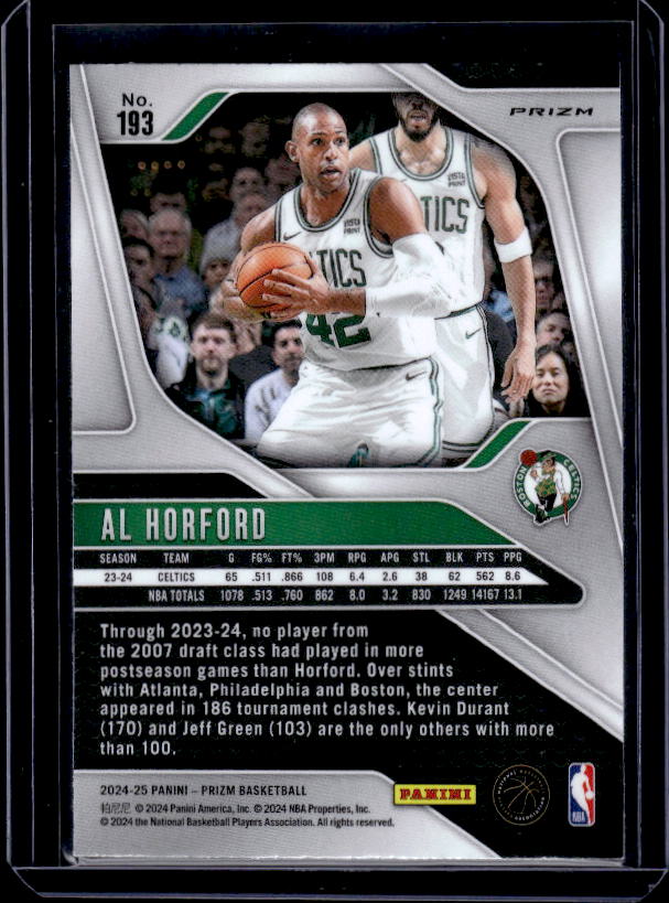 2024-25 Panini Prizm #193 Al Horford Prizms Green