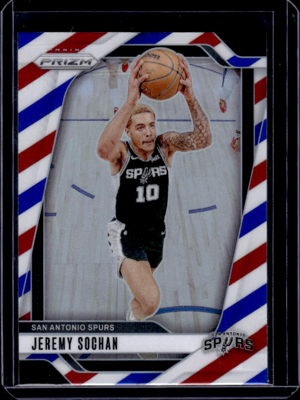 2024-25 Panini Prizm #23 Jeremy Sochan Prizms Red White and Blue