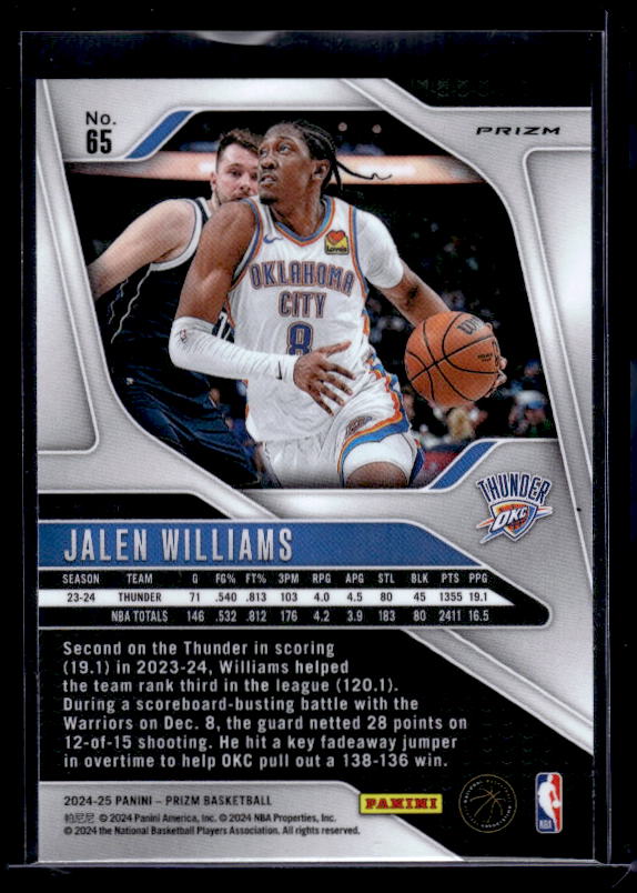 2024-25 Panini Prizm #65 Jalen Williams Prizms Red White and Blue