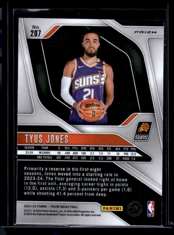 2024-25 Panini Prizm #207 Tyus Jones Prizms Red White and Blue