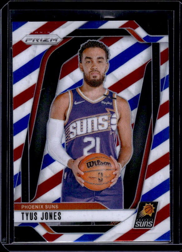 2024-25 Panini Prizm #207 Tyus Jones Prizms Red White and Blue