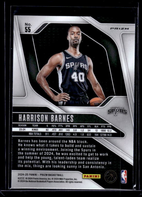 2024-25 Panini Prizm #55 Harrison Barnes Prizms Red White and Blue