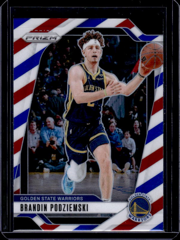 2024-25 Panini Prizm #81 Brandin Podziemski Prizms Red White and Blue