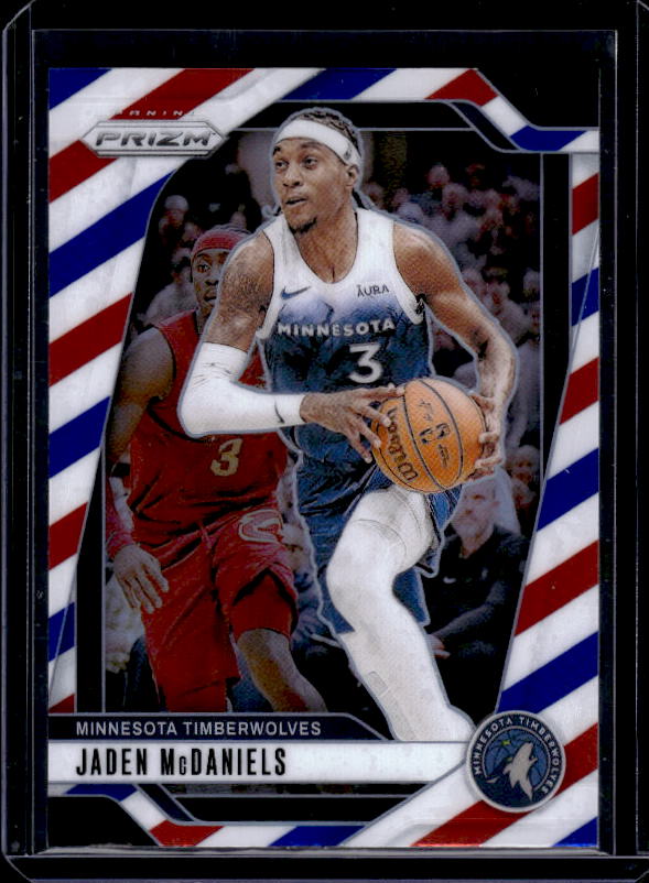 2024-25 Panini Prizm #175 Jaden McDaniels Prizms Red White and Blue