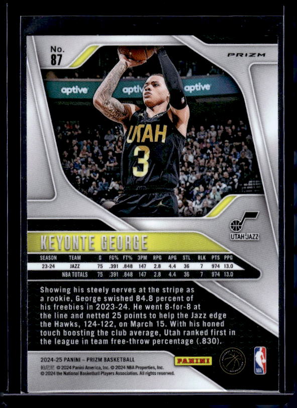 2024-25 Panini Prizm #87 Keyonte George Prizms Red White and Blue