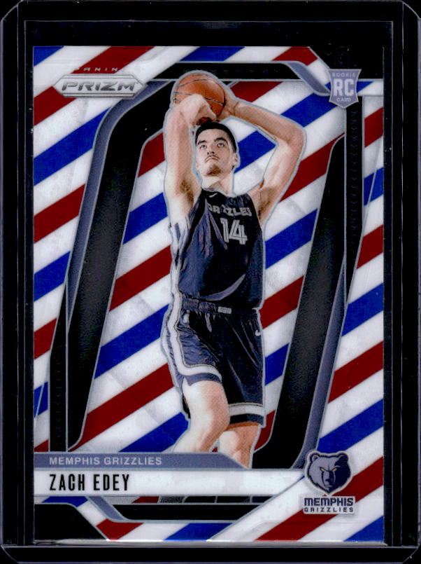 2024-25 Panini Prizm #249 Zach Edey Prizms Red White and Blue