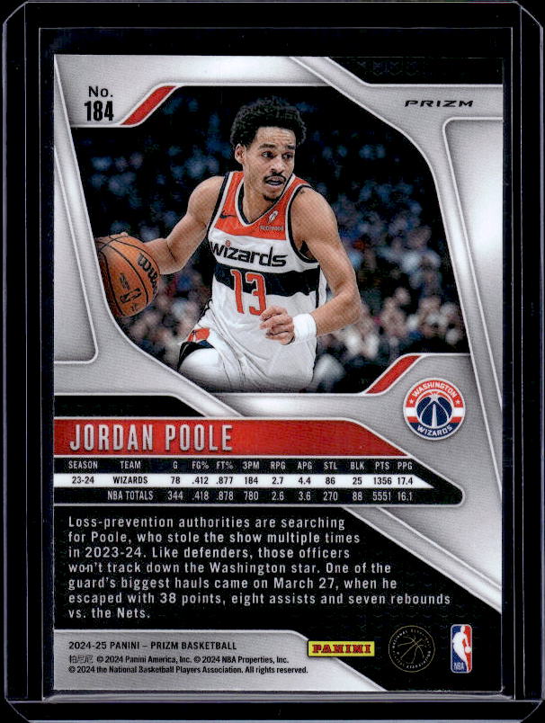 2024-25 Panini Prizm #184 Jordan Poole Prizms Red White and Blue