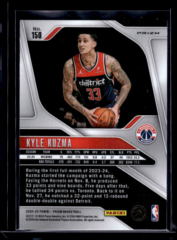 2024-25 Panini Prizm #150 Kyle Kuzma Prizms Pink Ice
