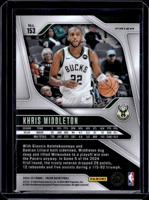 2024-25 Panini Prizm #153 Khris Middleton Prizms Pink Ice
