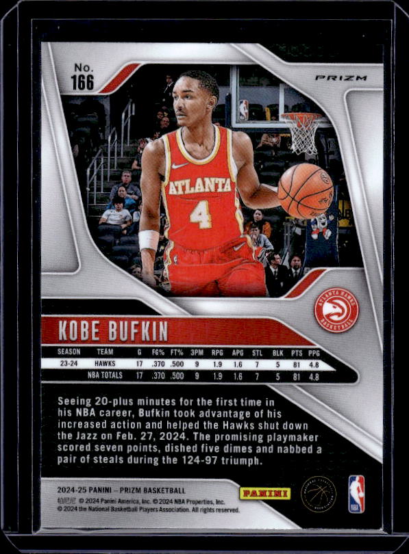 2024-25 Panini Prizm #166 Kobe Bufkin Prizms Ice