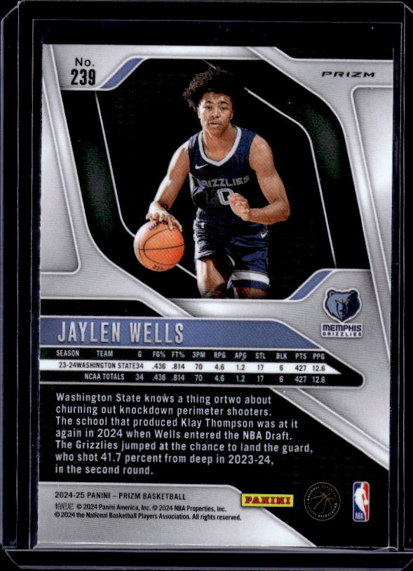 2024-25 Panini Prizm #239 Jaylen Wells Prizms Ice