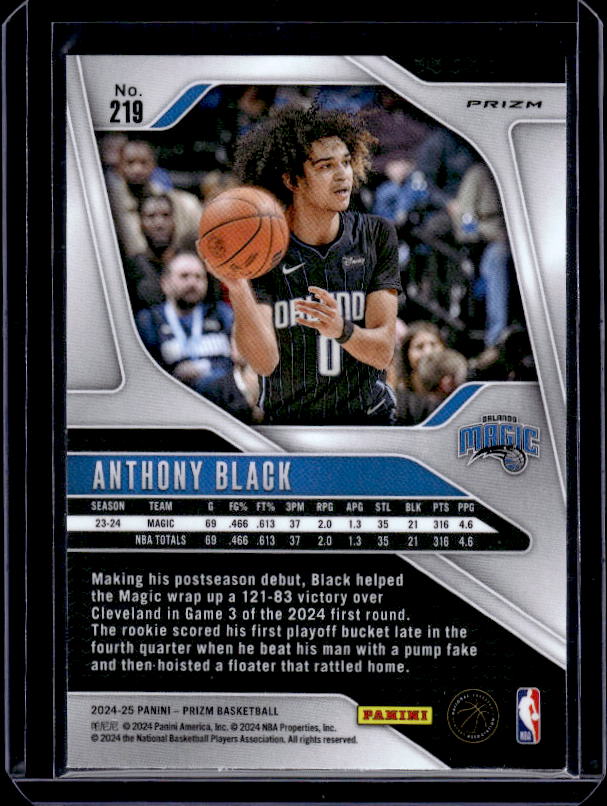 2024-25 Panini Prizm #219 Anthony Black Prizms Ice
