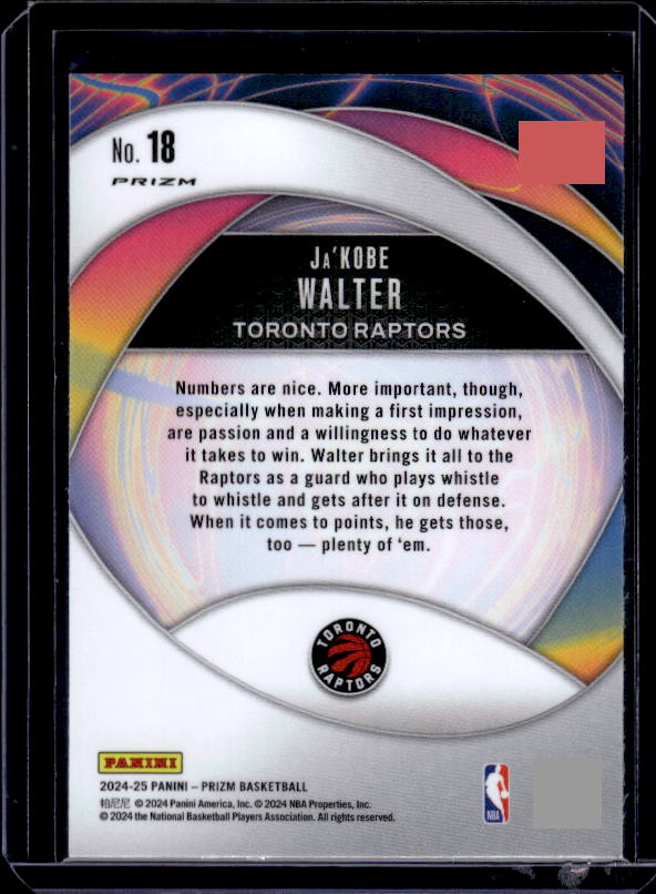 2024-25 Panini Prizm #18 Ja'Kobe Walter Instant Impact Prizms Silver