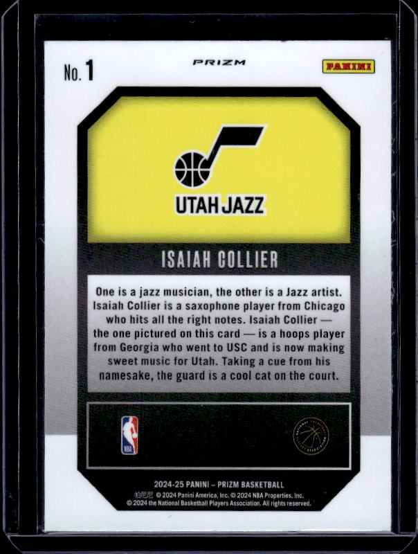 2024-25 Panini Prizm #1 Isaiah Collier Emergent Prizms Silver