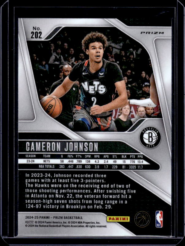 2024-25 Panini Prizm #202 Cameron Johnson Prizms Ice