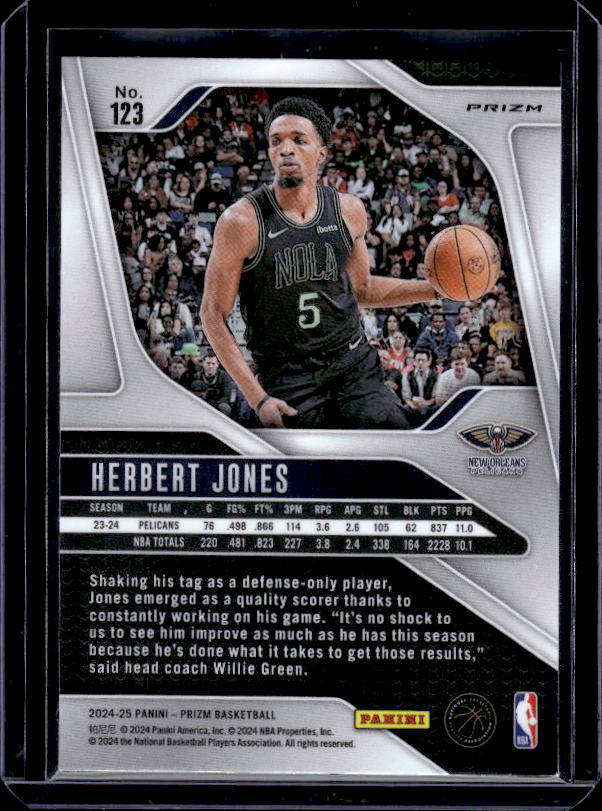 2024-25 Panini Prizm #123 Herbert Jones Prizms Silver