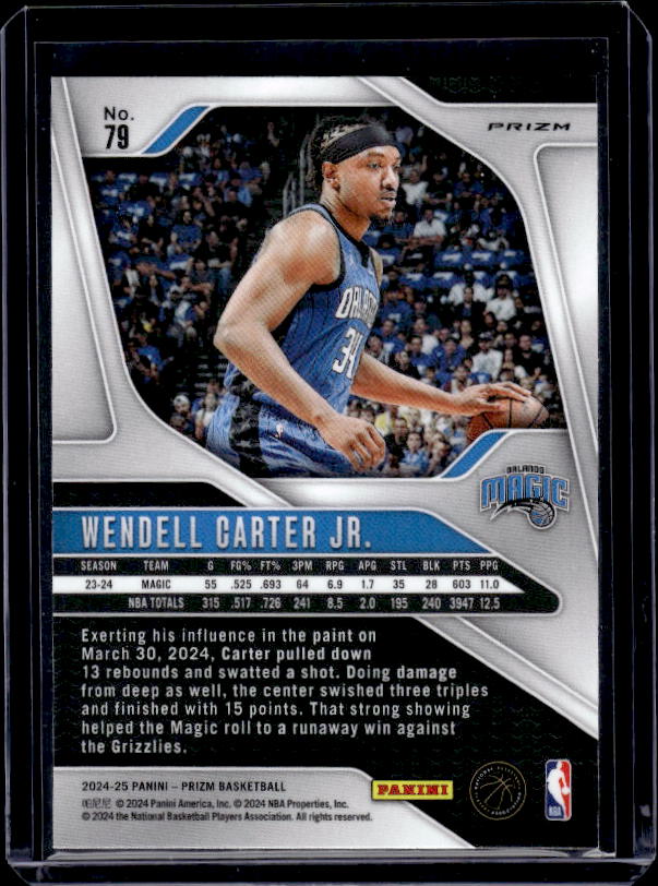 2024-25 Panini Prizm #79 Wendell Carter Jr. Prizms Silver