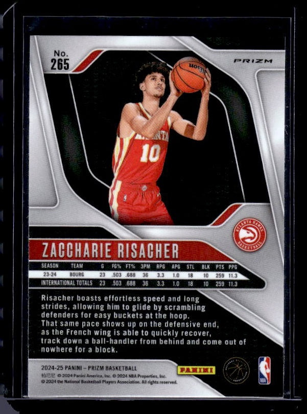 2024-25 Panini Prizm #265 Zaccharie Risacher Prizms Orange Ice
