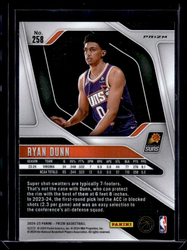 2024-25 Panini Prizm #258 Ryan Dunn Prizms Orange Ice