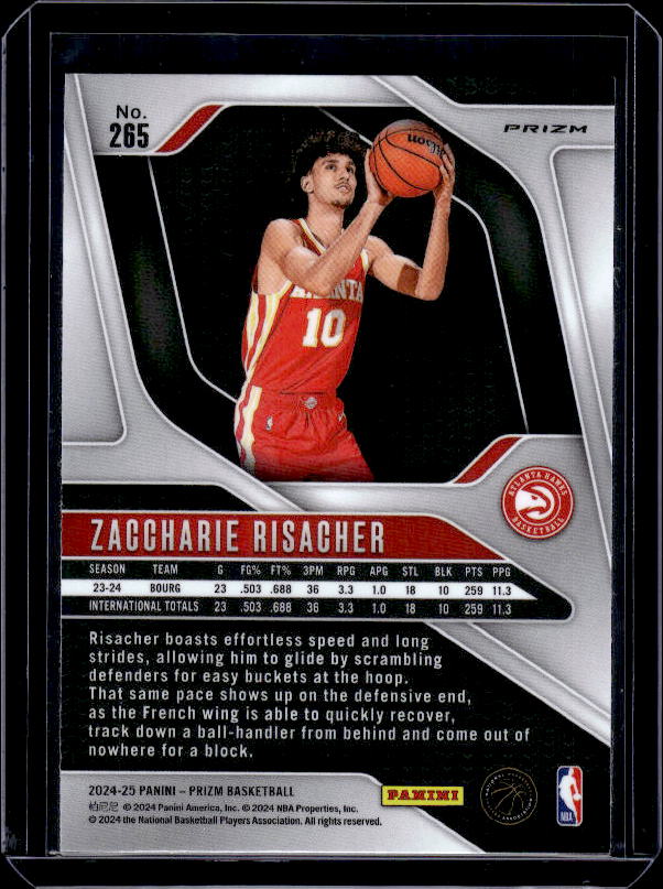 2024-25 Panini Prizm #265 Zaccharie Risacher Prizms Orange Ice