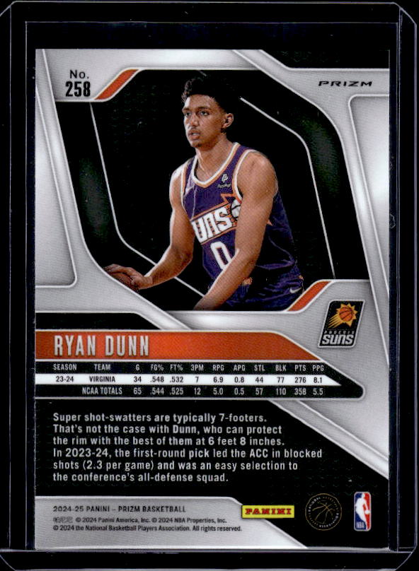 2024-25 Panini Prizm #258 Ryan Dunn Prizms Orange Ice