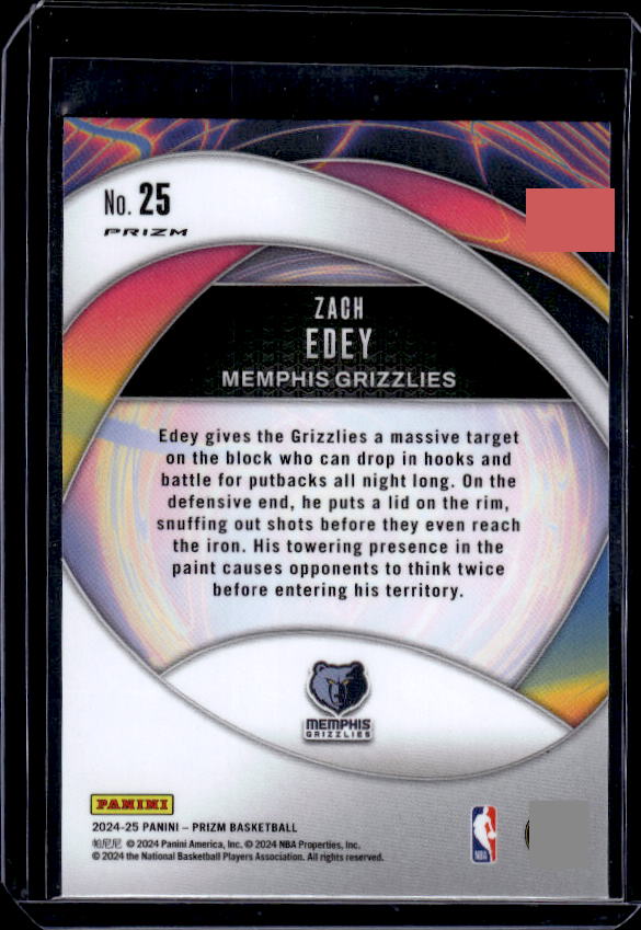 2024-25 Panini Prizm #25 Zach Edey Instant Impact Prizms Green