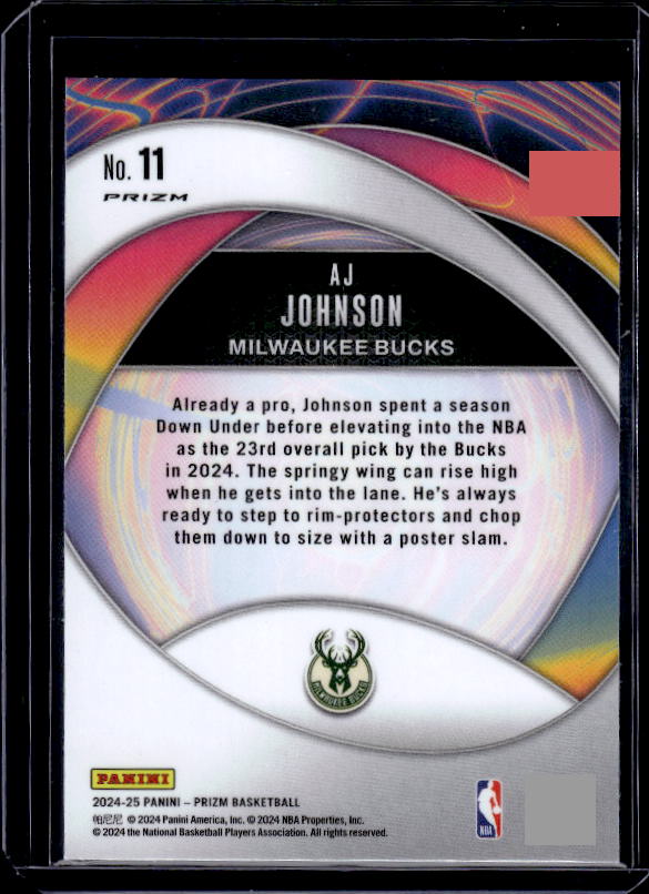 2024-25 Panini Prizm #11 AJ Johnson Instant Impact Prizms Silver
