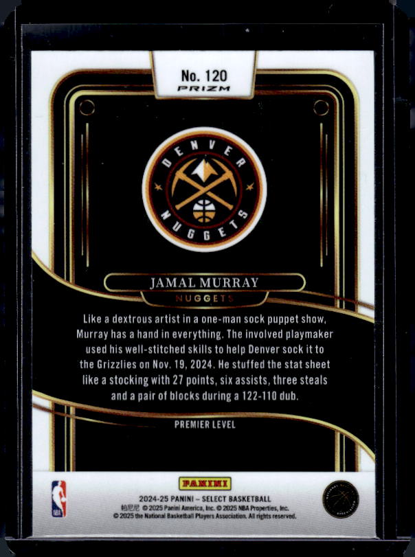 2024-25 Panini Select #120 Jamal Murray Green White Purple Prizm