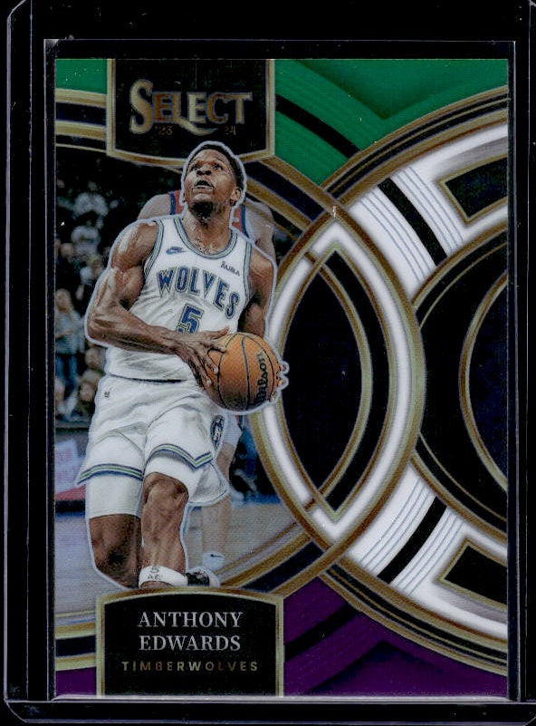 2023-24 Panini Select #164 Anthony Edwards Green White Purple Prizms