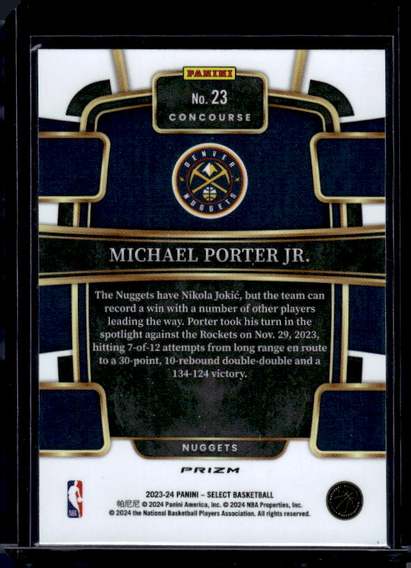 2022-23 Panini Select #14 Michael Porter Jr. Orange Flash Prizms