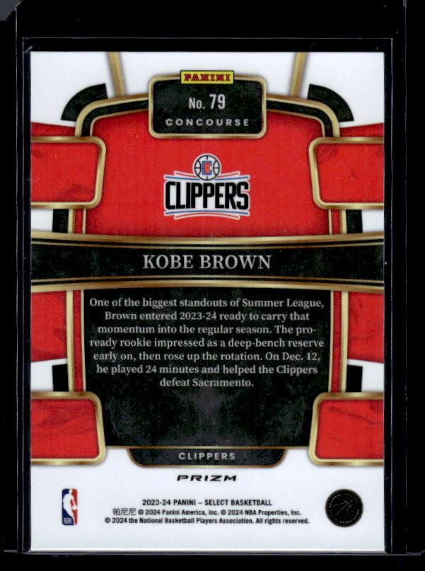 2023-24 Panini Select #79 Kobe Brown Orange Flash Prizms