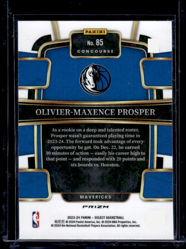 2023-24 Panini Select #85 Olivier-Maxence Prosper Orange Flash Prizms