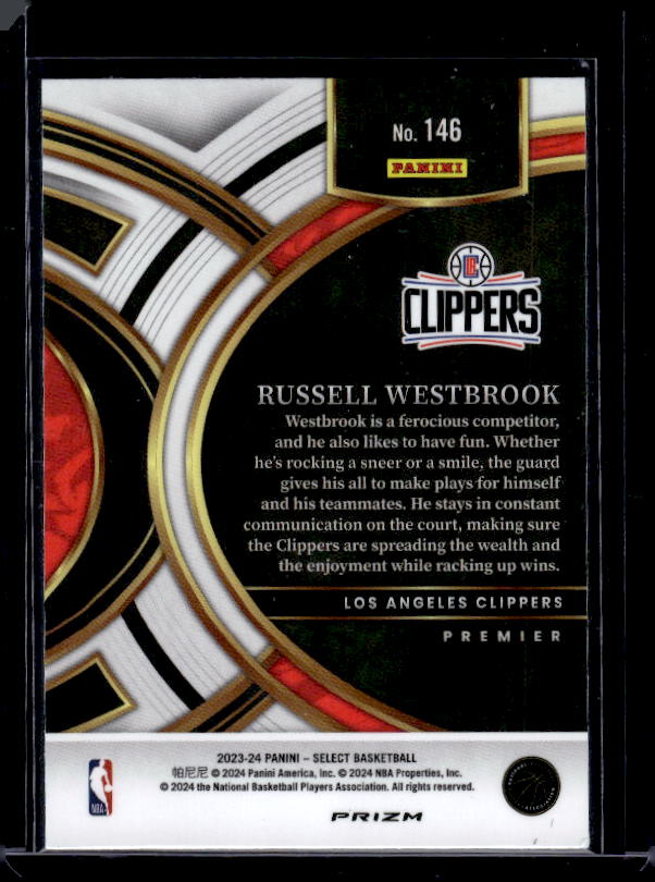 2023-24 Panini Select #146 Russell Westbrook Orange Flash Prizms