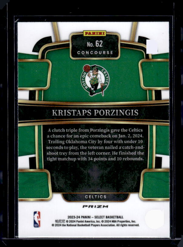 2023-24 Panini Select #62 Kristaps Porzingis Silver Prizms