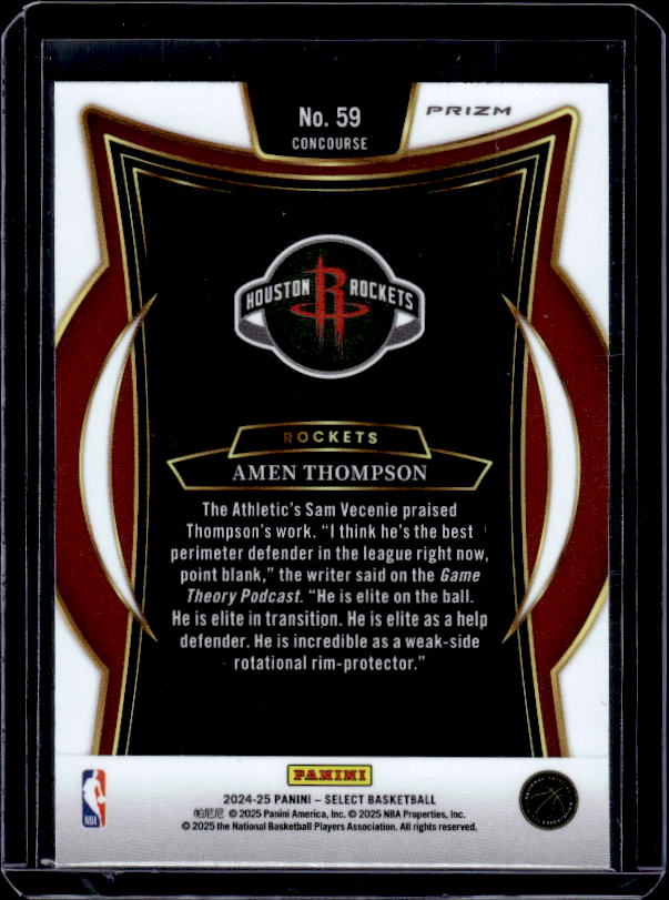 2024-25 Panini Select #59 Amen Thompson Tectonic Prizm