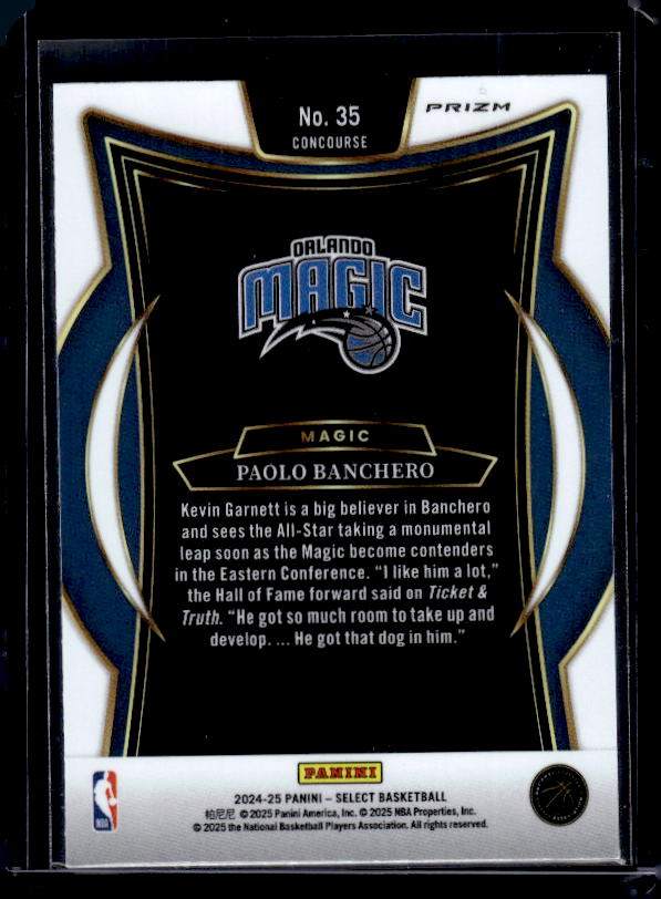2024-25 Panini Select #35 Paolo Banchero Silver Prizm