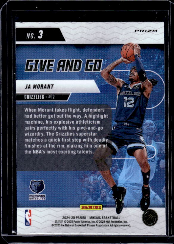 2024-25 Panini Mosaic #3 Ja Morant Give and Go Mosaic